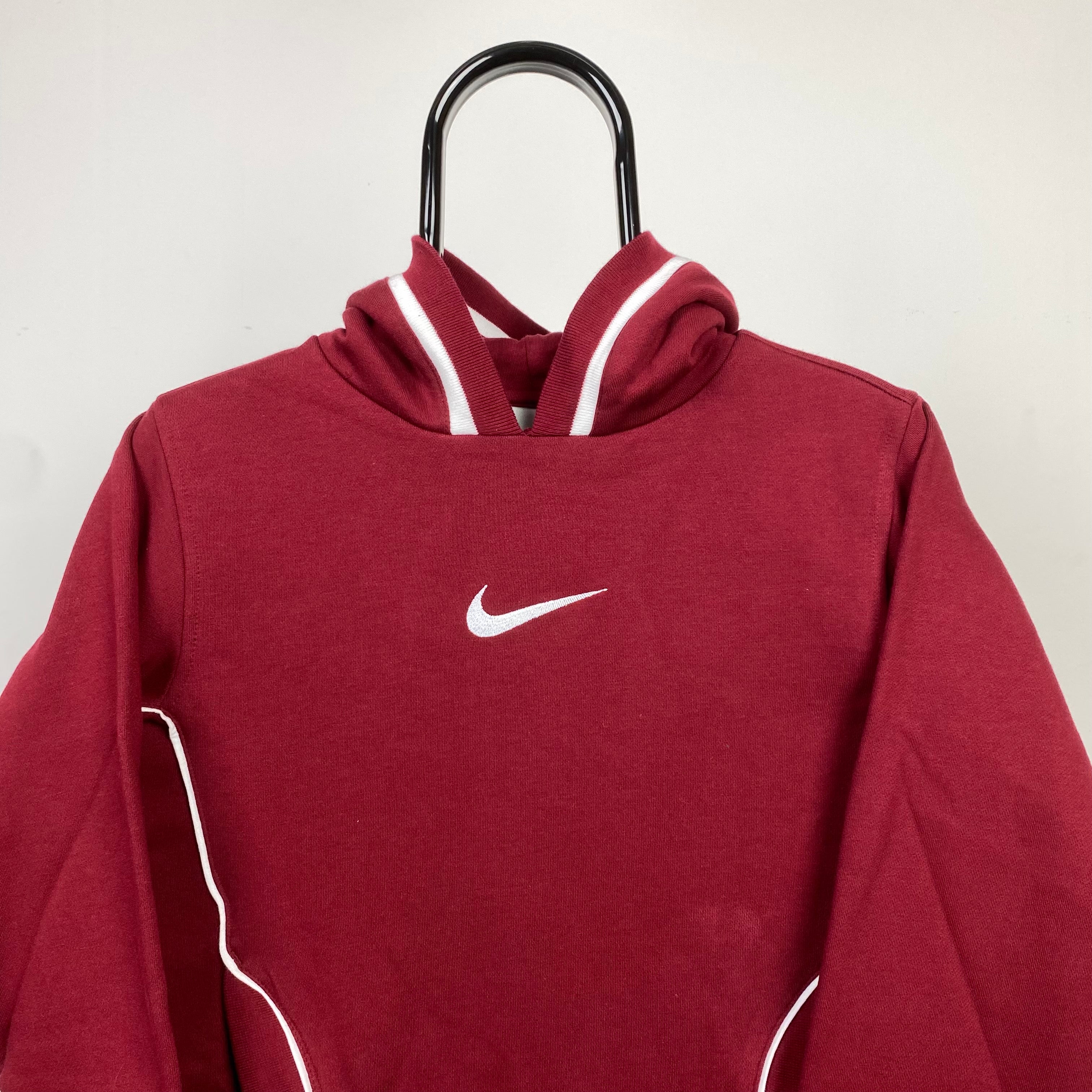 Vintage Nike Centre Swoosh Hoodie Red XS – Clout