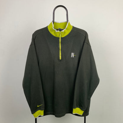 90s Nike 1/4 Zip Sweatshirt Green XL