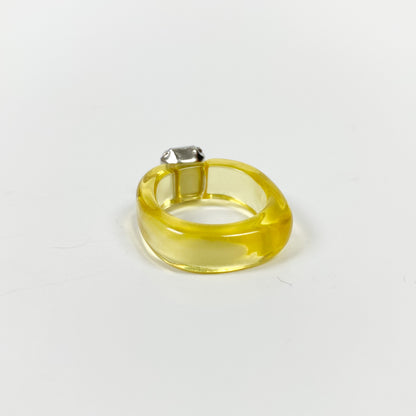 Retro Chunky Gem Ring Yellow