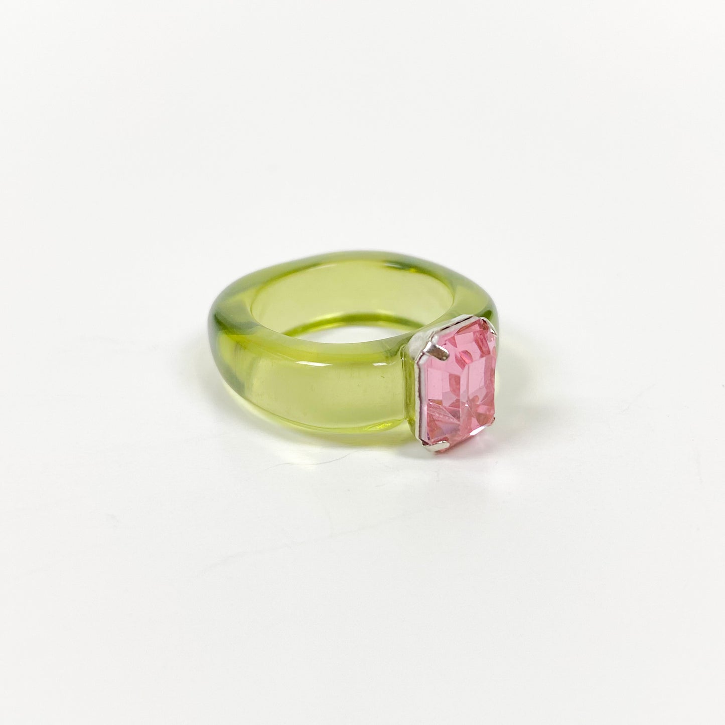 Retro Chunky Gem Ring Green