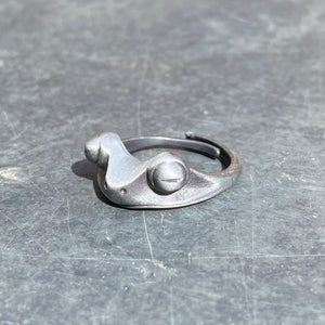 Adjustable Frog Ring Silver