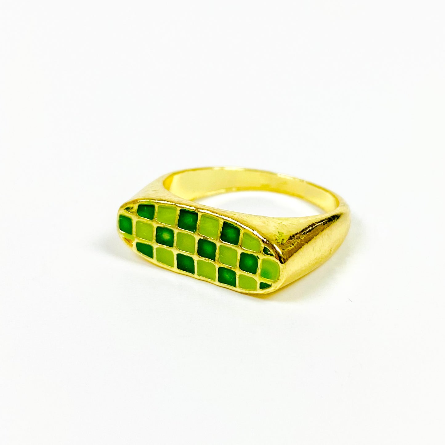 Vintage Signet Ring Gold Green
