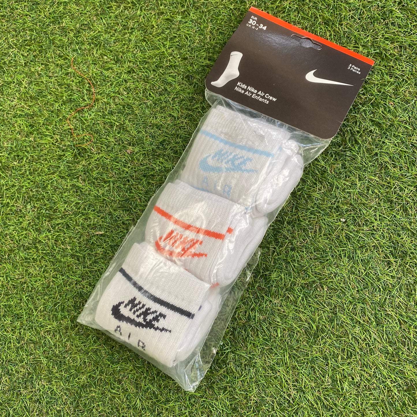 Vintage Nike Air Socks 3 Pack White UK12-8