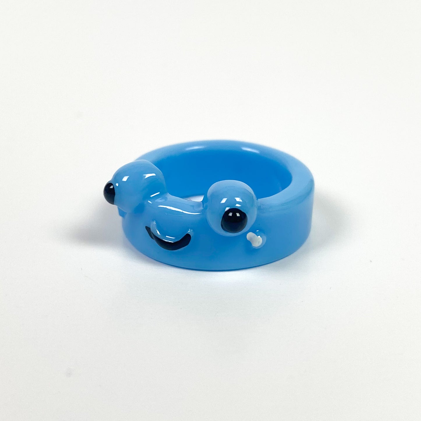 Retro Chunky Frog Ring Blue