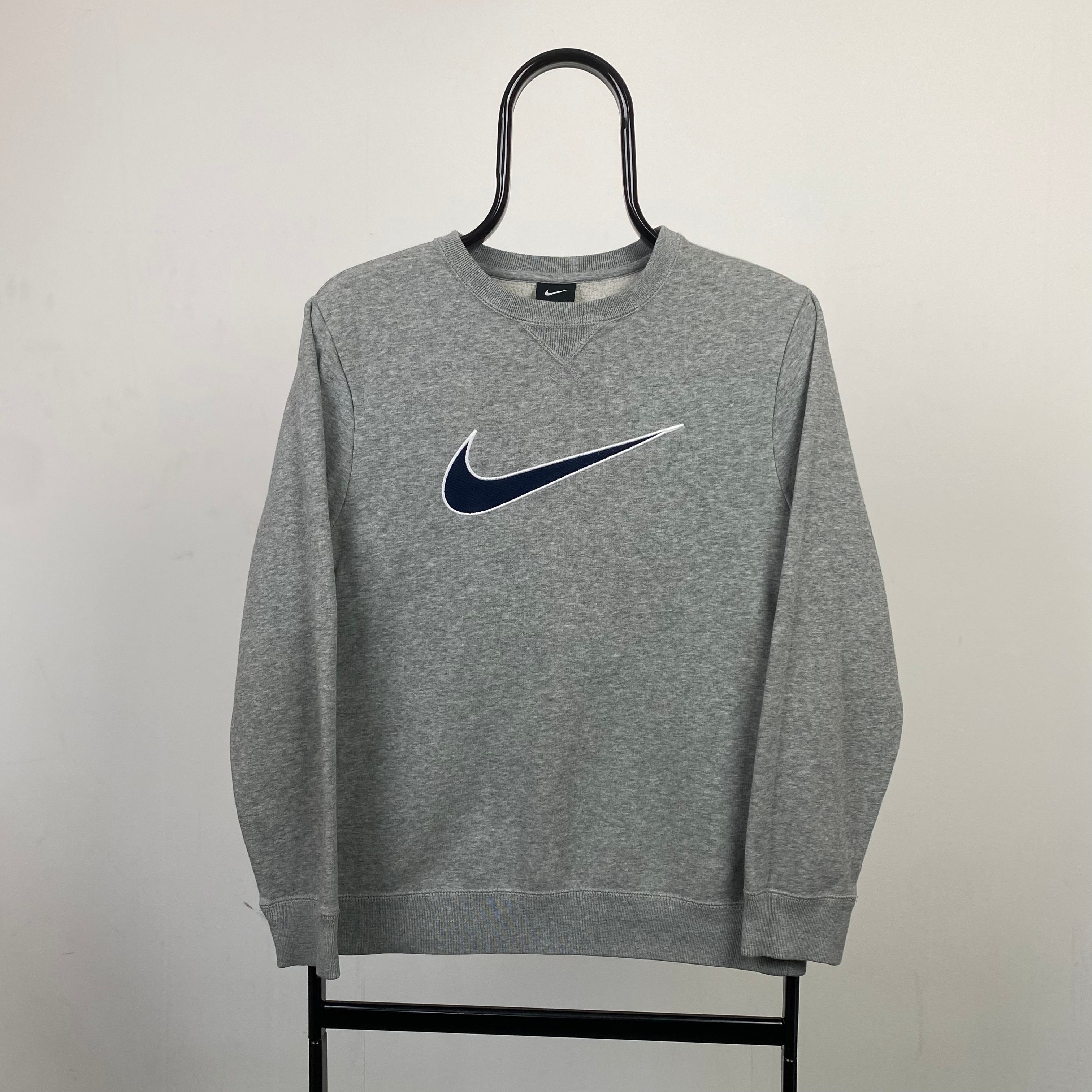 90s Nike Swoosh Sweatshirt Grey XS