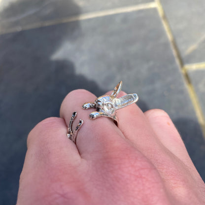 Adjustable Rabbit Ring Silver