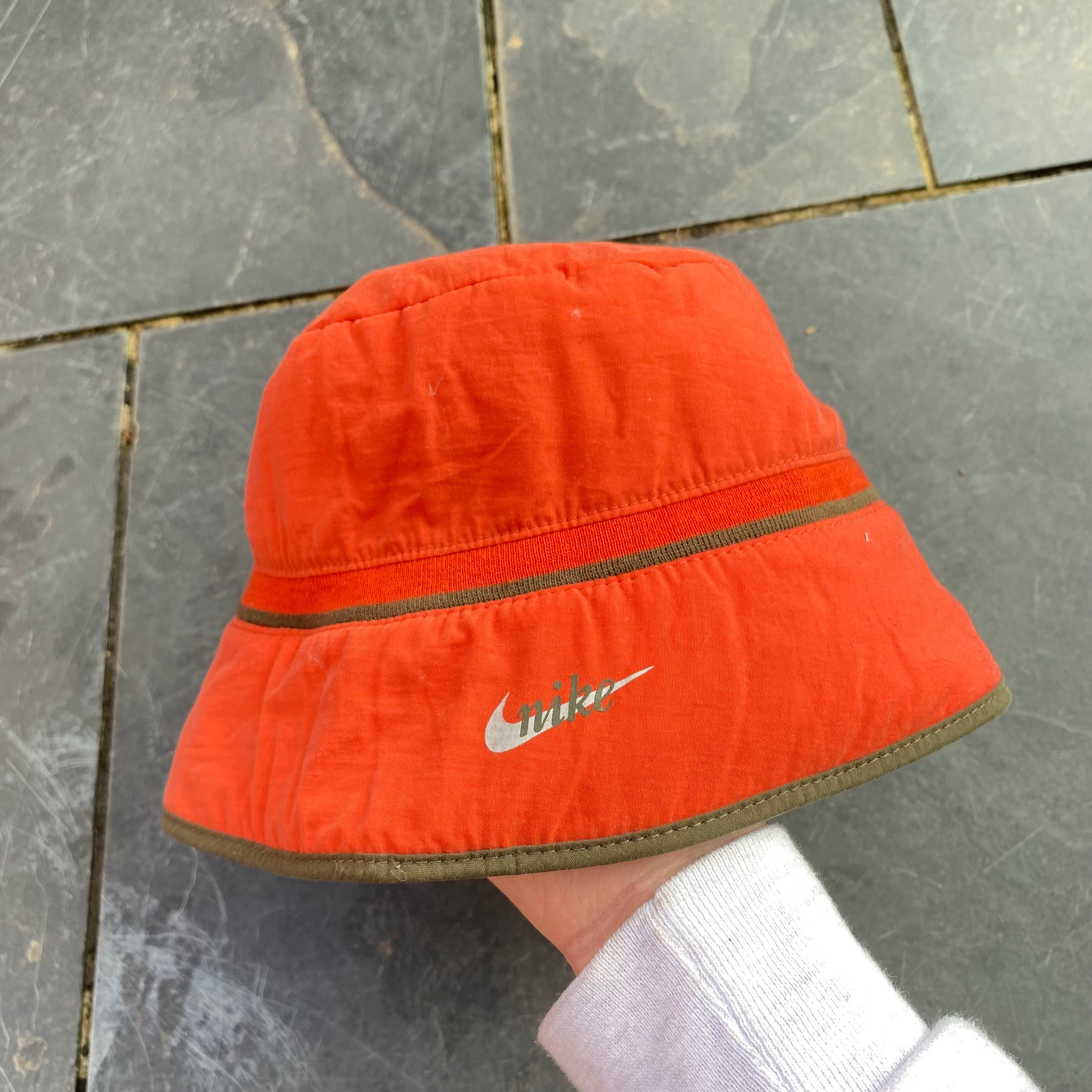 Vintage Nike Reversible Bucket Hat Orange Brown