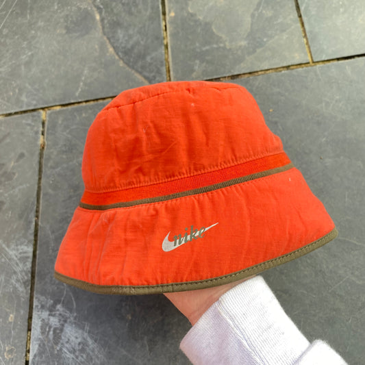 Vintage Nike Reversible Bucket Hat Orange Brown
