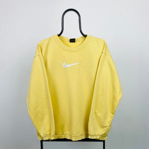 90s Nike Thrashed Sweatshirt Lemon Yellow Medium