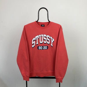 Retro 00s Stussy Sweatshirt Red Small