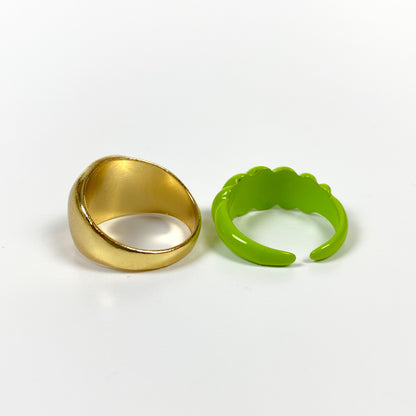 Retro Peace Ring Set Gold