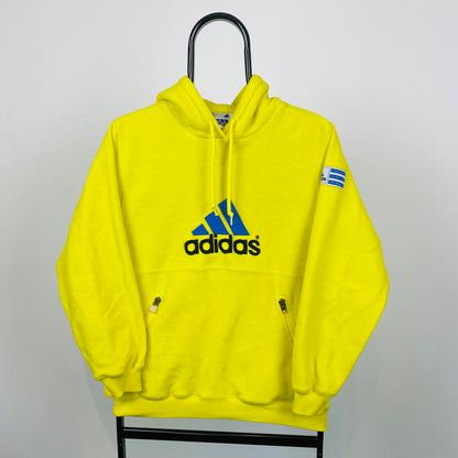 Vintage Adidas Fleece Hoodie Yellow Medium