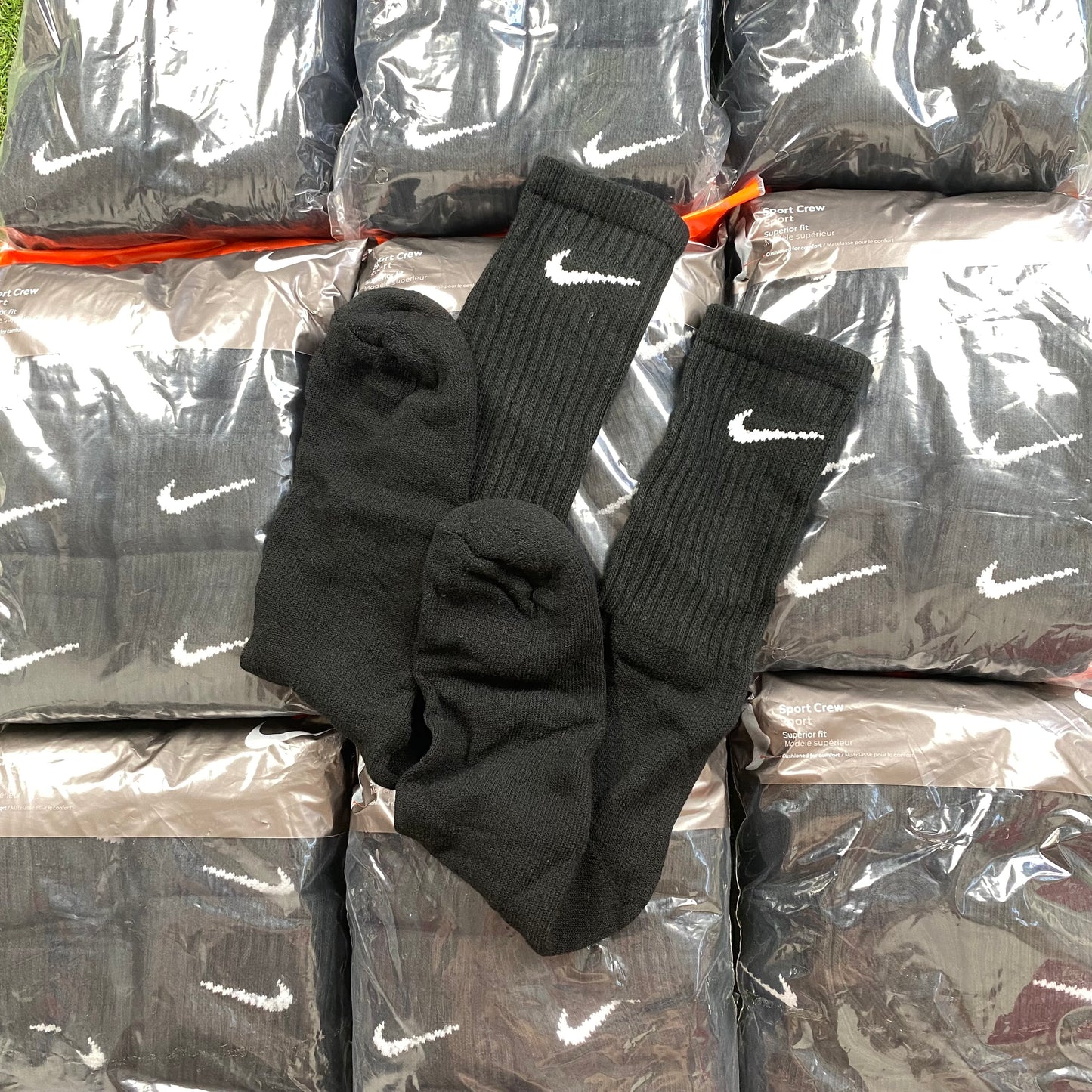 Vintage Nike Socks Black 6 Pack UK8-15