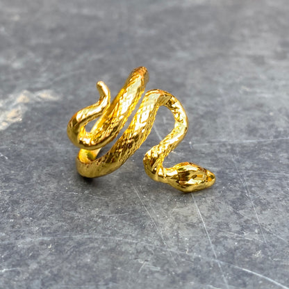 Adjustable Snake Signet Ring Gold