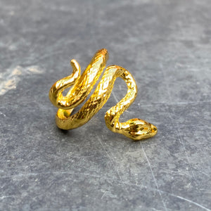 Adjustable Snake Signet Ring Gold