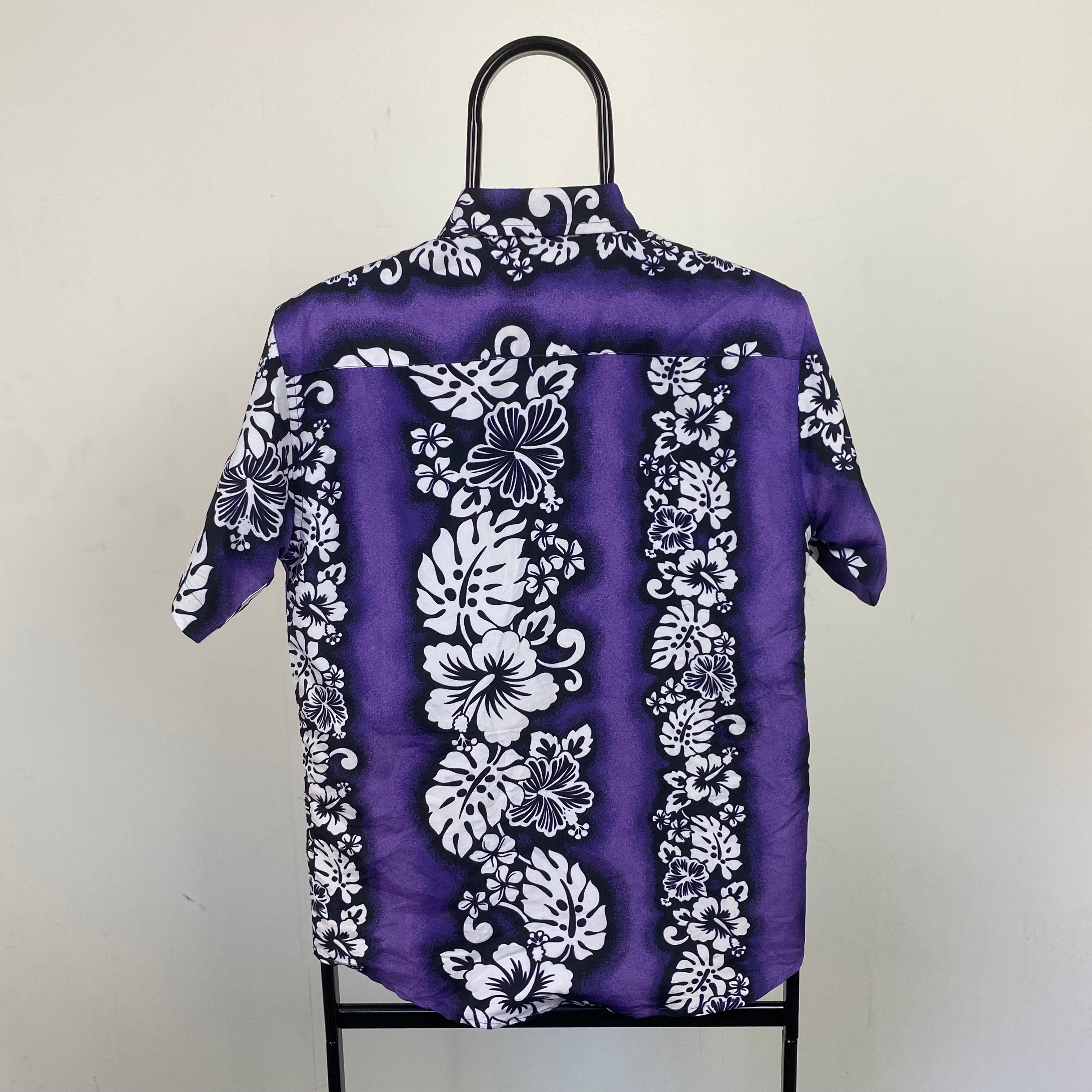 Retro Funky Button Up Shirt T-Shirt Purple XS