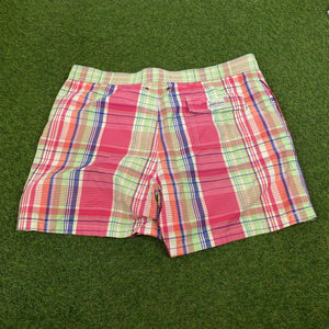 Retro Polo Ralph Lauren Plaid Shorts Pink Large