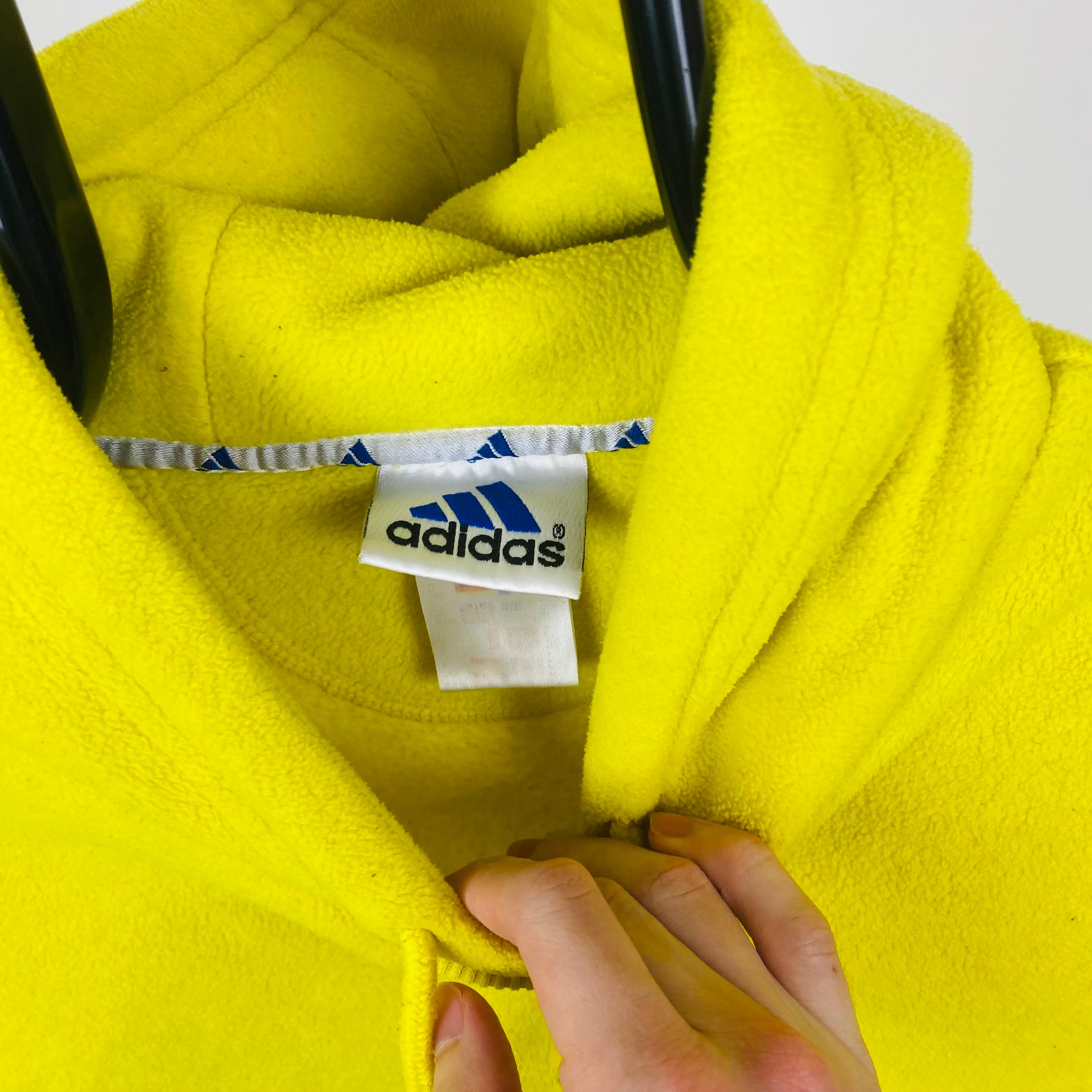 Vintage Adidas Fleece Hoodie Yellow Medium