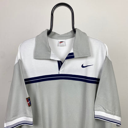 90s Nike Challenge Court Polo T-Shirt Grey XL