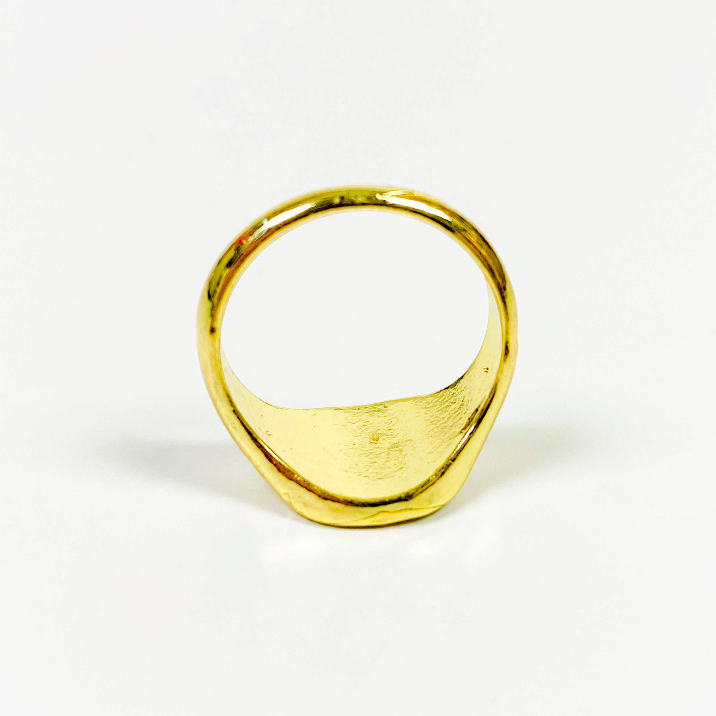 Vintage Block Signet Ring Gold Spiral