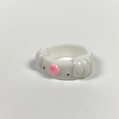 Retro Chunky Octopus Ring White