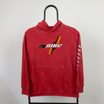 90s Nike Felt Logo Hoodie Red XS
