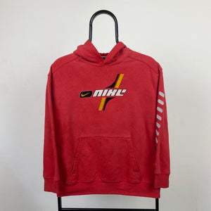 90s Nike Felt Logo Hoodie Red XS