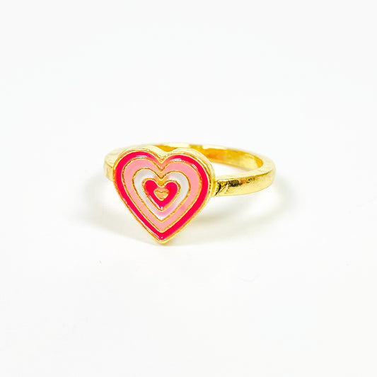Vintage Heart Signet Ring Gold Pink