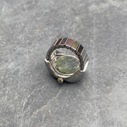 Retro Adjustable Watch Ring Silver Black