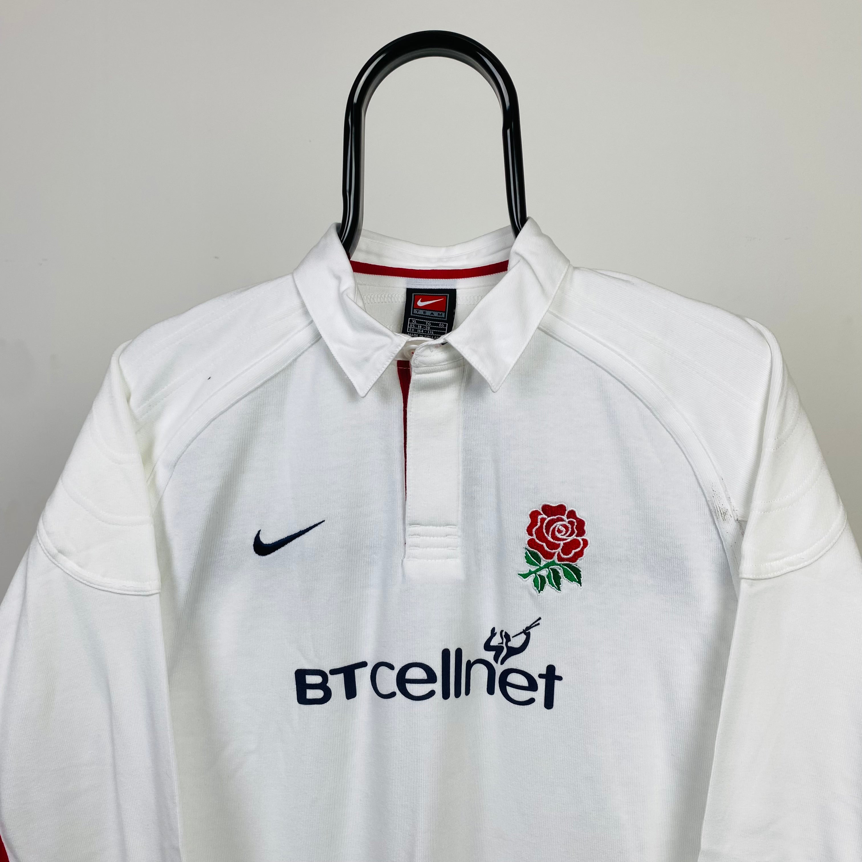 Vintage Nike Rugby Shirt T-Shirt White XS