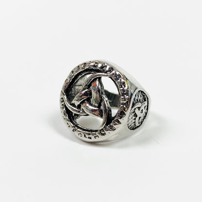 Vintage Retro Rune Signet Ring Silver