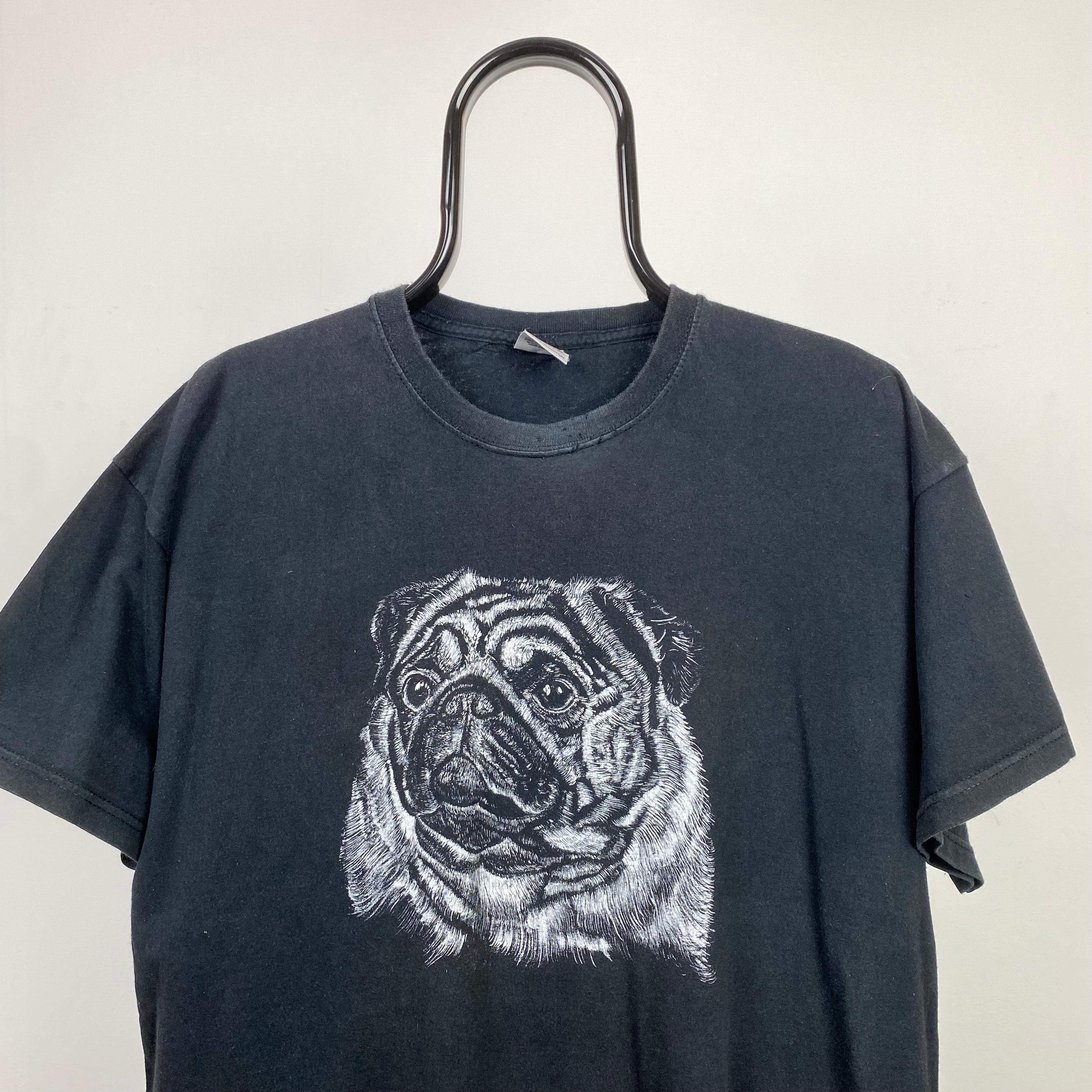 Retro 90s Pug T-Shirt Black Large