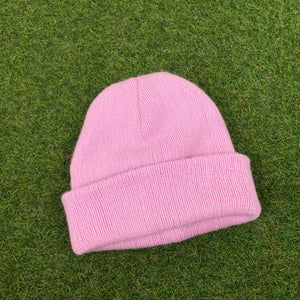 Retro Knit Beanie Hat Pink