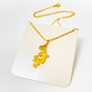 Lizard Charm Necklace Chain Gold