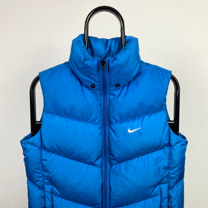 00s Nike Puffer Gilet Jacket Blue Small