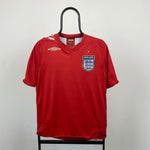 Retro Umbro England Football Shirt T-Shirt Red Small