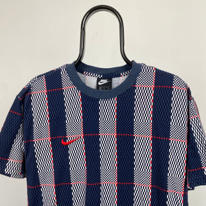 00s Nike Plaid T-Shirt Blue Medium