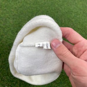 Retro Fleece Beanie Hat Cream White