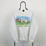 90s Retro The Far Side Cow Sweatshirt Grey XL