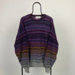 Retro St Croix Knit Sweatshirt Purple Large