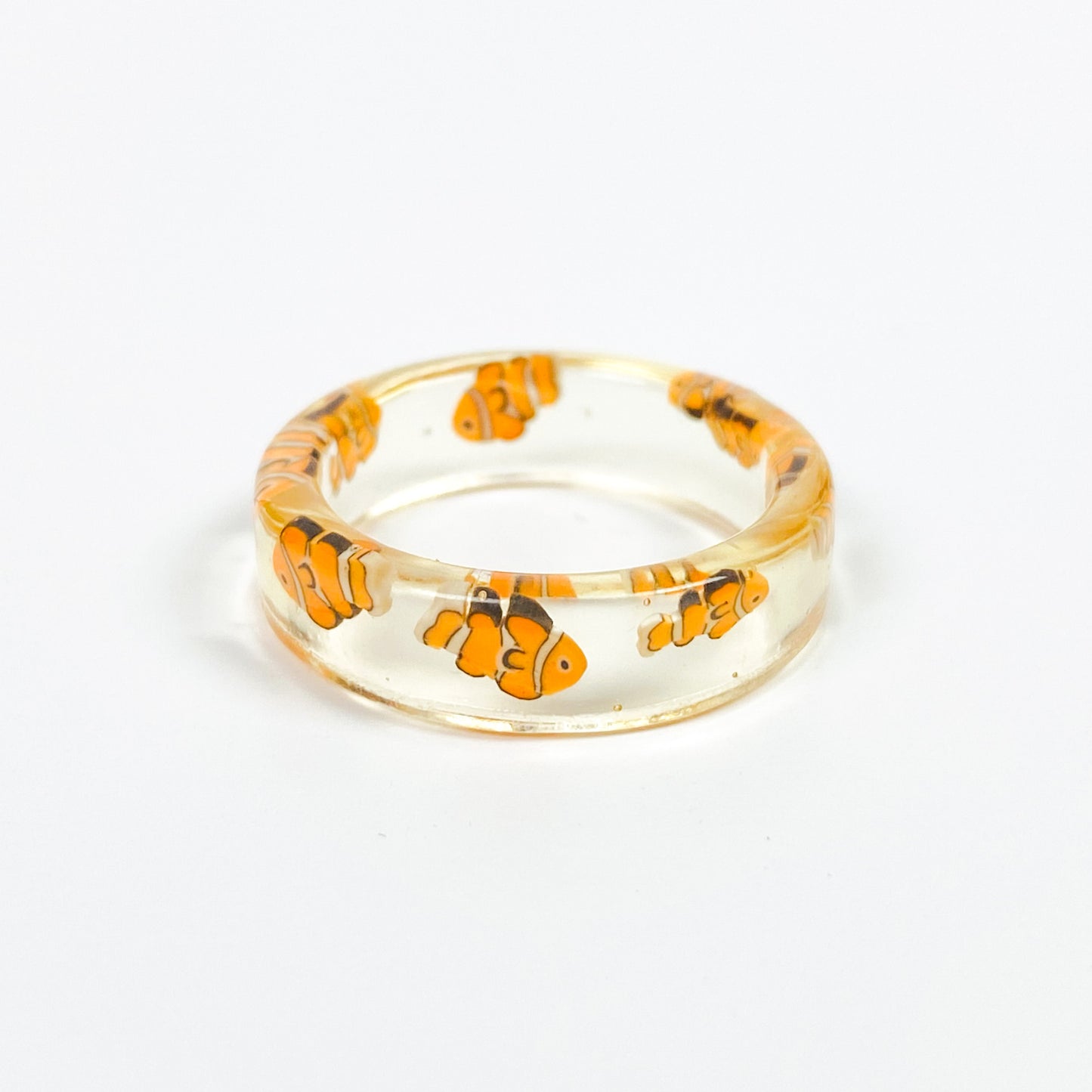 Vintage Retro Fish Resin Ring White