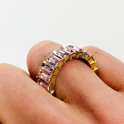 Retro Vintage Gem Ring Gold Pink