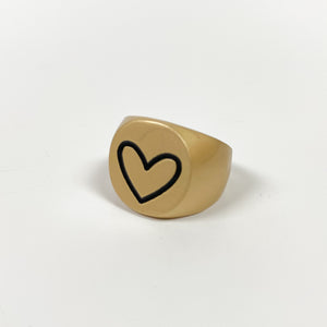 Vintage Heart Signet Ring Gold