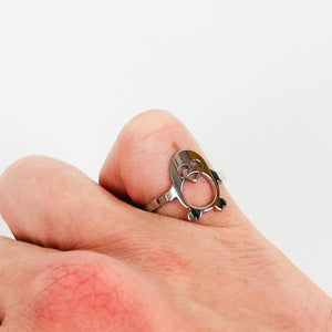 Vintage Retro Adjustable Penguin Ring Silver