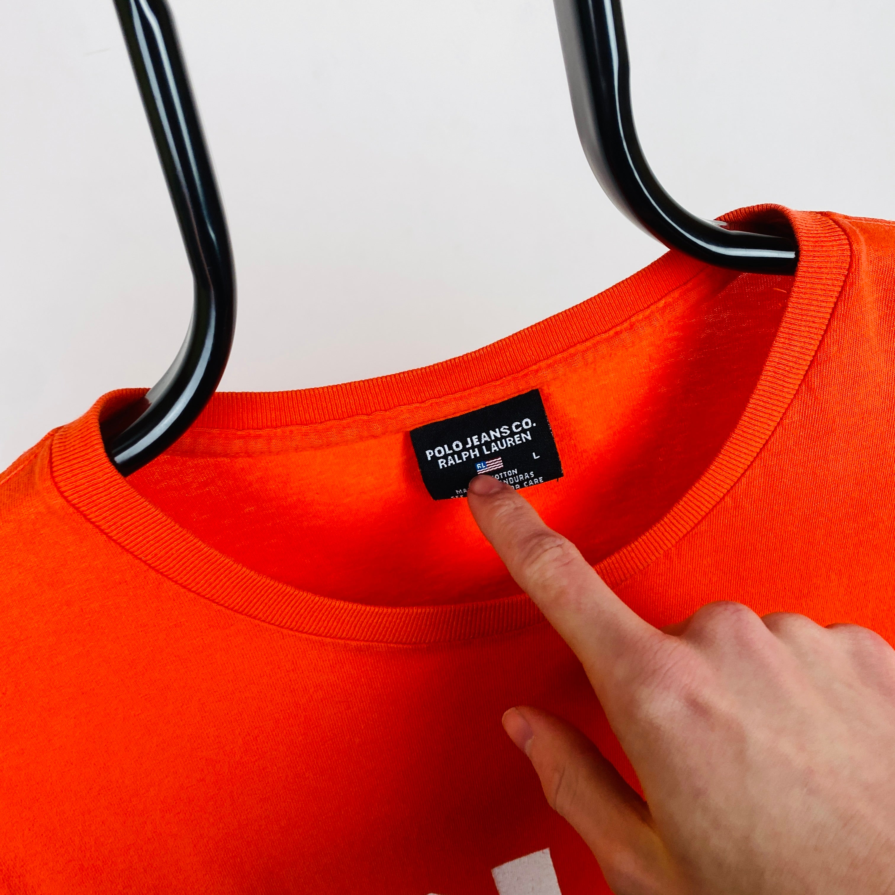 Retro Polo Ralph Lauren T-Shirt Orange Large
