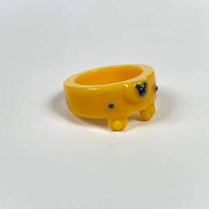 Retro Chunky Bear Ring Yellow