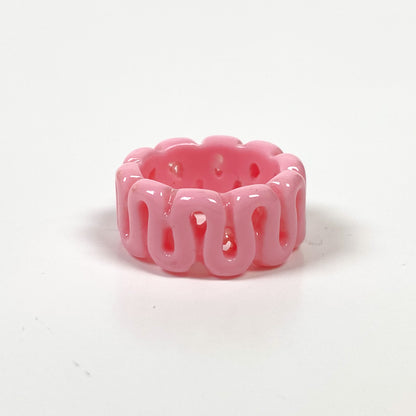 Retro Chunky Swirl Ring Pink