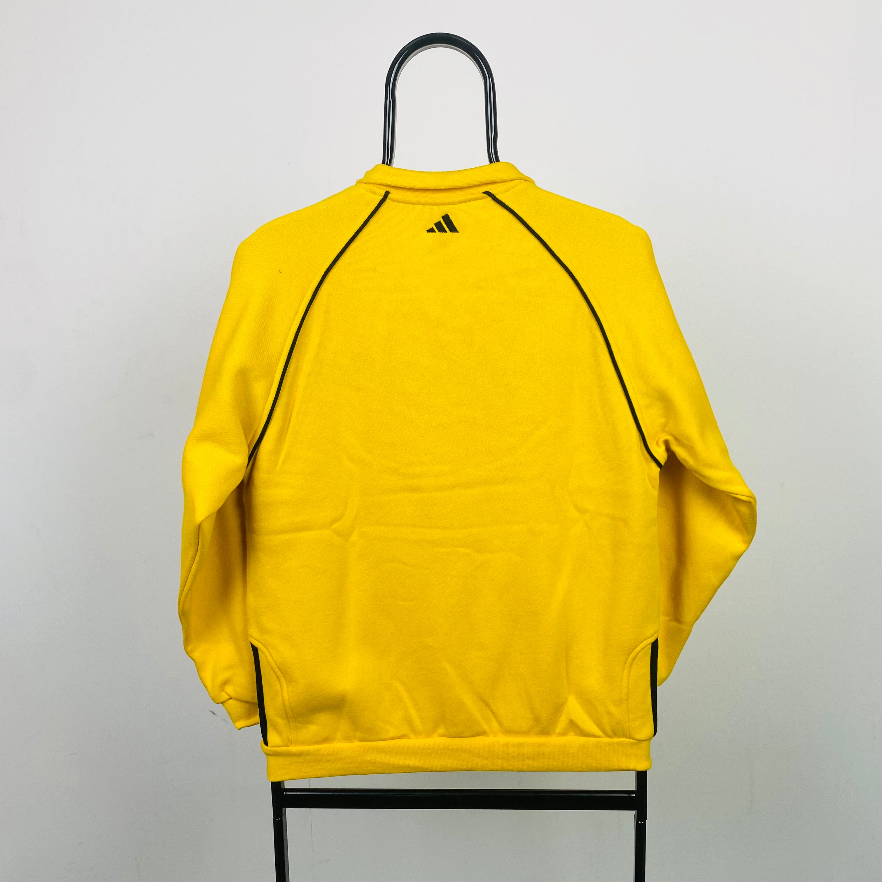 90s Adidas 1/4 Zip Sweatshirt Yellow XS