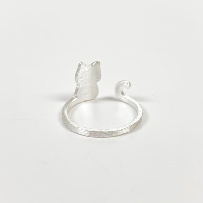 Vintage Adjustable Cat Ring Silver