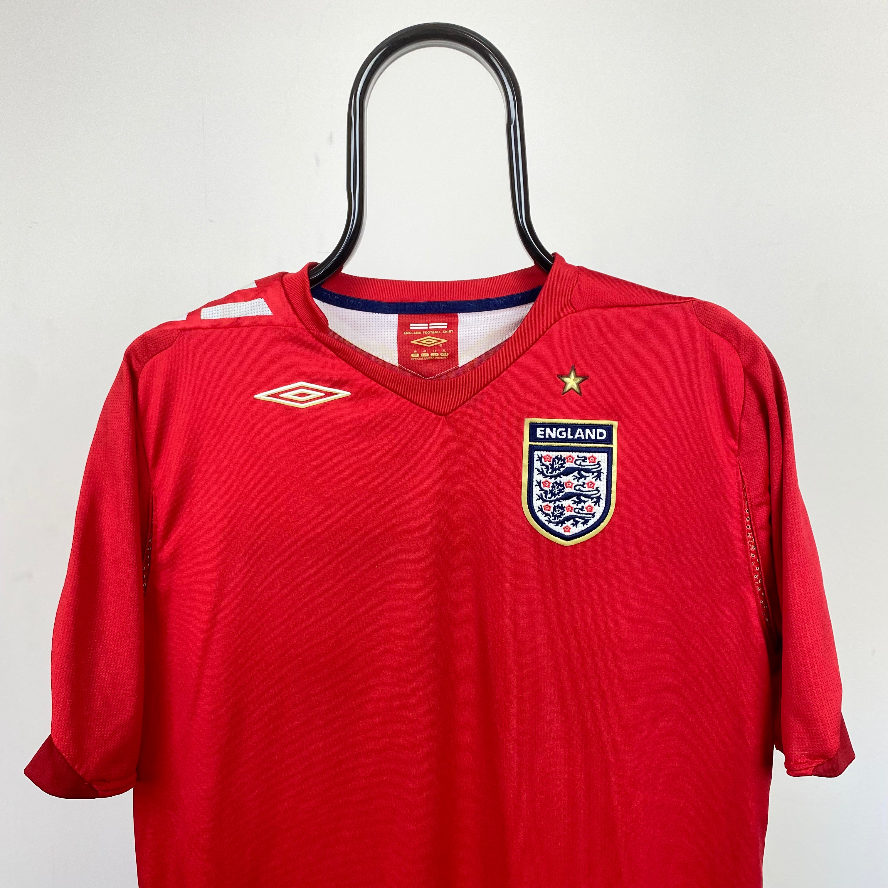 00s Umbro England Football Shirt T-Shirt Red Small